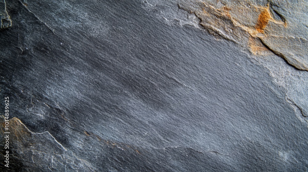 Poster a close-up view of textured slate stone, showcasing its natural colors and patterns.