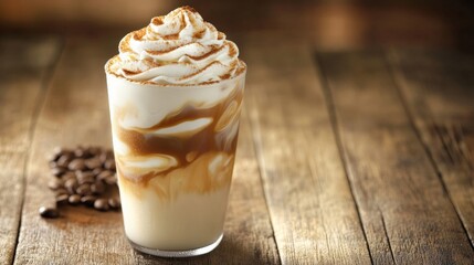 Delectable Coffee Drink with Whipped Cream and Coffee Beans