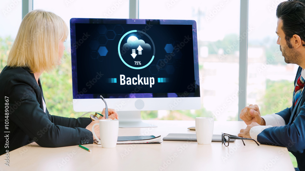Poster backup storage data internet technology business concept. database storage cloud technology file dat