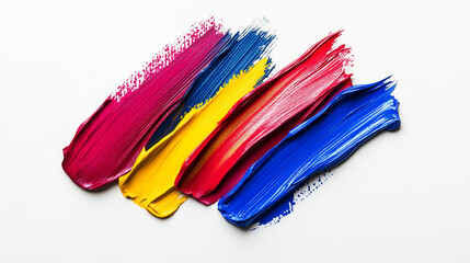 Fototapeta premium Vibrant Acrylic Paint Strokes on White Background