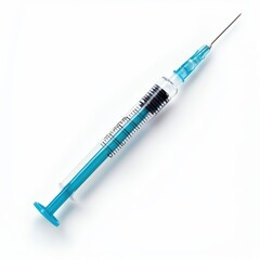 Fototapeta premium A nurse's syringe, profession tool, sterile with clear markings, isolated on white background