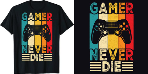 Gamer t-shirt design Vector illustration, Gaming t shirt design, Vector gamer t shirt, Vintage gaming gamer t shirt design