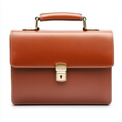 A lawyer's briefcase, profession accessory, leather with secure lock and handle, isolated on white background