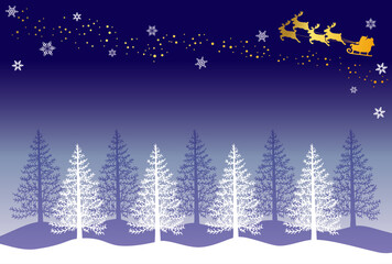 サンタクロースと森　クリスマス　背景
