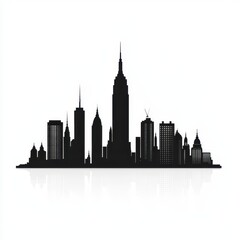 Fototapeta premium A city skyline, travel scene, detailed silhouettes of famous buildings, isolated on white background