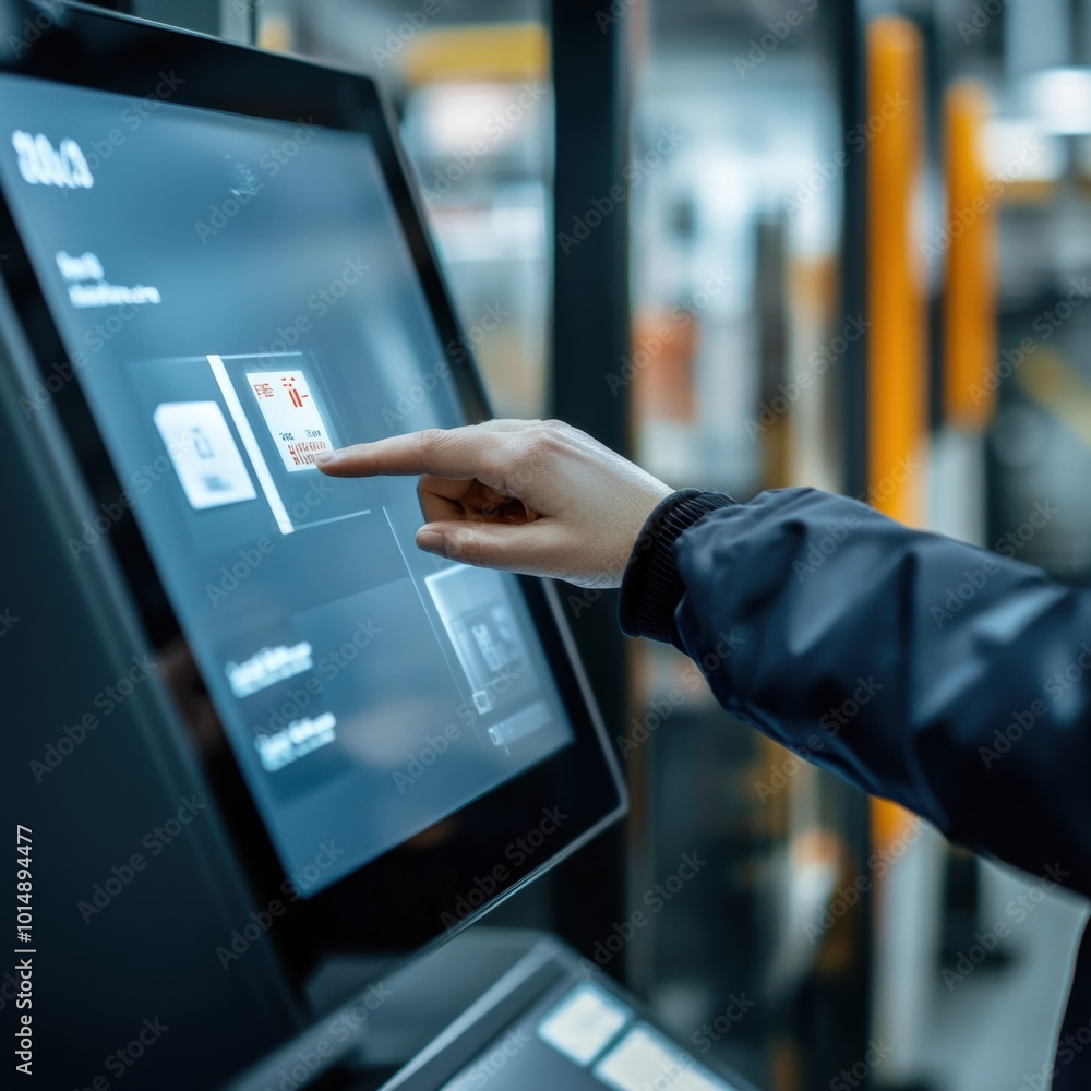 Poster interactive screen with user touch in modern environment
