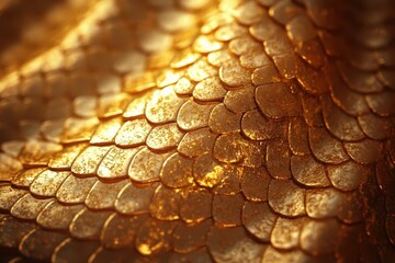 closeup of golden snake skin texture showcasing intricate patterns reminiscent of dragon scales highlighting the beauty and complexity of natures designs