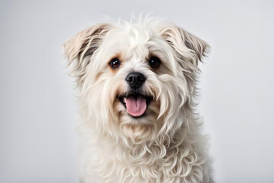 Bolognese dog on white background, AI Generated - Powered by Adobe