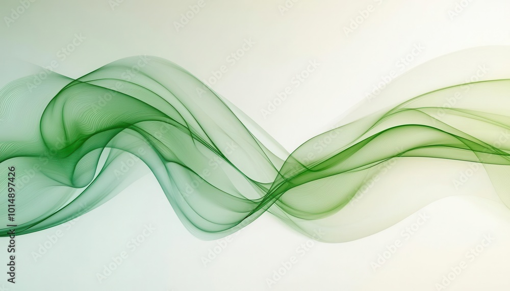 Aufkleber an abstract organic green lines flowing seamlessly across a soft background, creating a dynamic and 