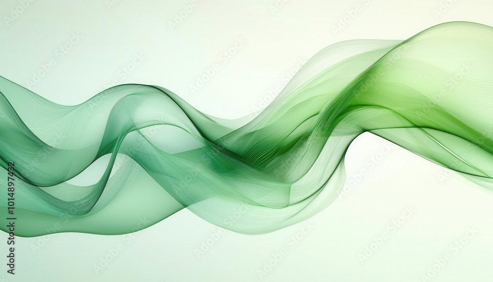 Aufkleber abstract organic green lines flowing seamlessly across a soft background, creating a dynamic and nat