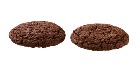 Chocolate brownie cookies with cracks isolated. Chocolate cookies isolated isolated on white background.