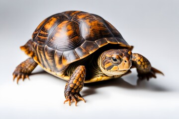 Fototapeta premium Box turtle on white background, AI Generated