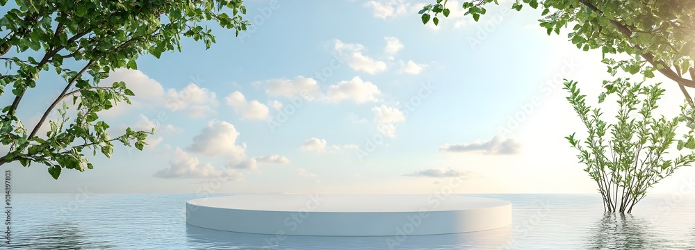 Poster 3. an elegant template design for a podium stage featuring a spacious blank area for product display