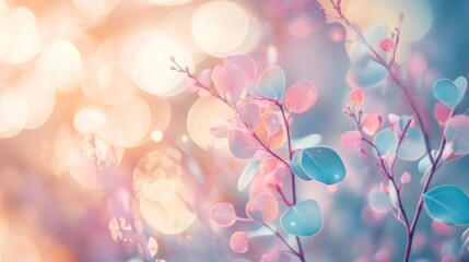 Fototapeta premium Dreamy Pastel Branch with Bokeh Background.