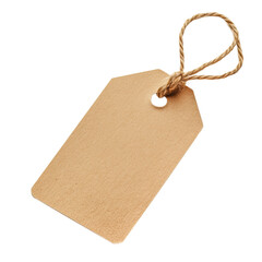 Blank price tag tied with string isolated on transparent  background, tring, isolated, white background, empty
