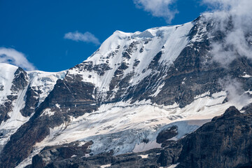 Obraz premium Glaciers in Switzerland - Berner Oberland, Eiger mountain peak, as seen from Gimmewald, Swiss Alps