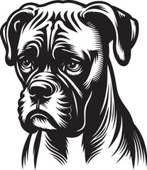 Boxer dog silhouette vector illustration. Black silhouettes of breeds of dogs.