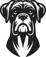 Boxer dog silhouette vector illustration. Black silhouettes of breeds of dogs.