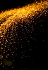 Fototapeta premium Shimmering Golden Particles in Dark Night Sky, Abstract Glitter Background