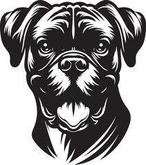 Boxer dog silhouette vector illustration. Black silhouettes of breeds of dogs.