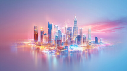 Vibrant 3D Holographic Representation of Bangkok City Combining Artistic Heritage and Historical Significance with Engaging Interactive Features