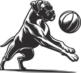 Boxer dog silhouette vector illustration. Black silhouettes of breeds of dogs.