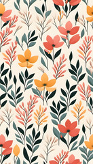 Seamless floral pattern with bright spring flowers on a white background.