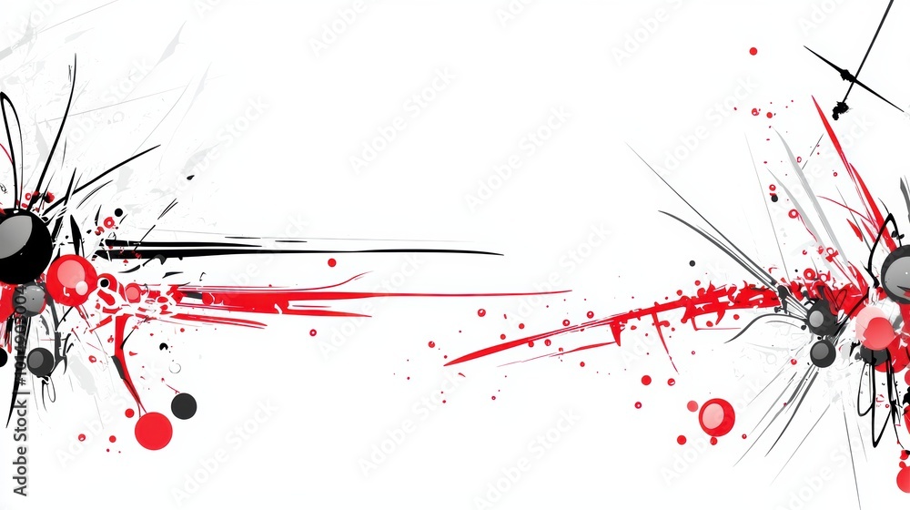 Aufkleber abstract red and black art with dynamic lines and shapes