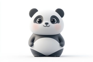 Naklejka premium 3D icon minimal on isolated white background, Adorable cartoon panda character with a charming smile, 3D rendering illustration