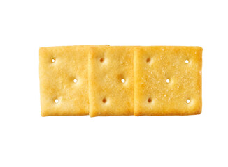 Crackers isolated. Square crackers isolated on white background , top view.