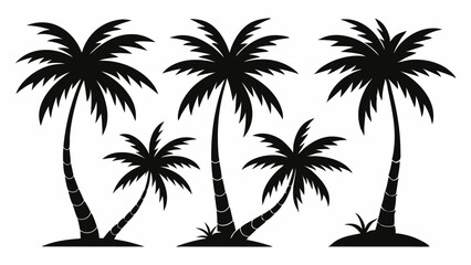 Minimalist Palm Tree Silhouettes in Various Shapes