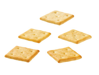 Crackers isolated. Square crackers isolated on white background.