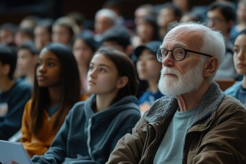 Fototapeta premium Diverse audience engaged in university lecture hall