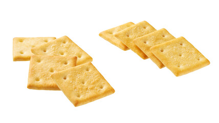 Crackers isolated. Square crackers isolated on white background.