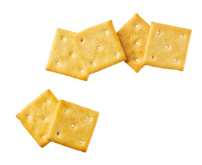 Crackers isolated. Square crackers isolated on white background , top view.
