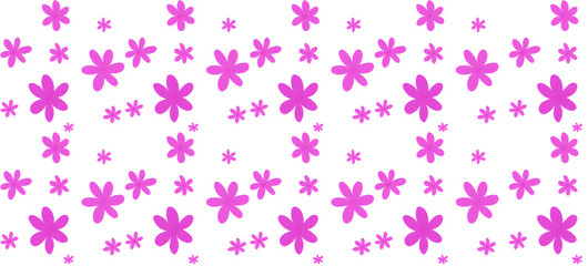 Big and Small Pink Seamless Floral Pattern with White Background