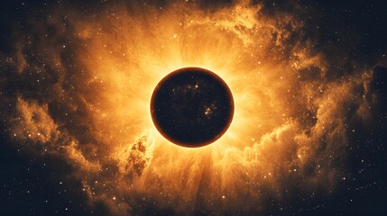 Obraz premium Celestial Eclipse with Sun's Glowing Corona