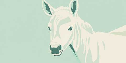 Obraz premium Minimalist Illustration of a White Horse Head