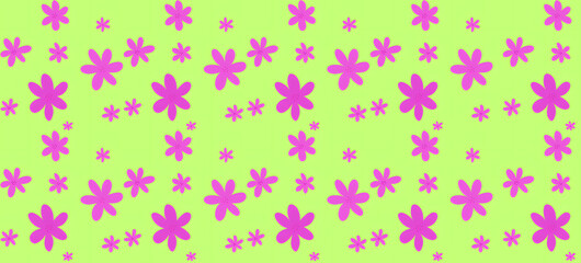 Big and Small Pink Seamless Floral Pattern with Light Green Background