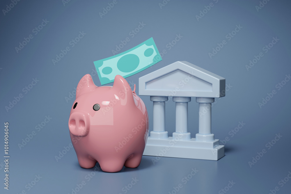 Aufkleber 3d rendering of the relationship between personal savings and the formal banking system. it features