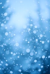 Wintery Snowfall with Detailed Snowflakes and Icy Blue Background Enhanced by Glowing Light Spots