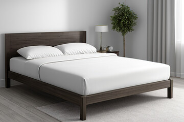 Classic double bed with big headboard