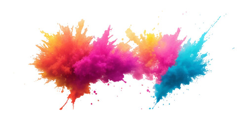 Bright colorful watercolor splash splatter stain brush strokes on white background. Modern vibrant aquarelle spot. Aquarelle explosion on white. Element. Vector watercolor illustration isolated design