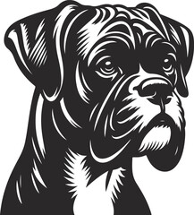 Boxer dog silhouette vector illustration. Black silhouettes of breeds of dogs.