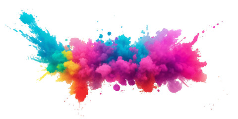 Bright colorful watercolor splash splatter stain brush strokes on white background. Modern vibrant aquarelle spot. Aquarelle explosion on white. Element. Vector watercolor illustration isolated design