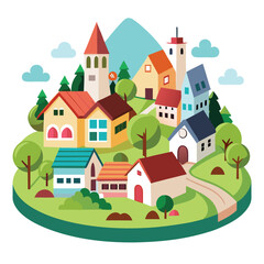 a small town white background.
