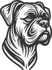 Boxer dog silhouette vector illustration. Black silhouettes of breeds of dogs.