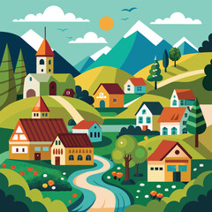 Naklejka premium houses in the village