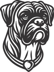 Boxer dog silhouette vector illustration. Black silhouettes of breeds of dogs.