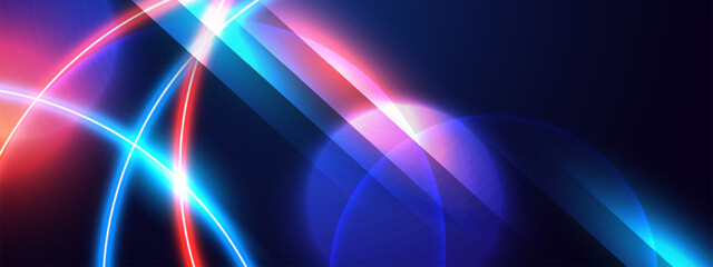 Abstract futuristic background with neon light lines. Vector illustration.